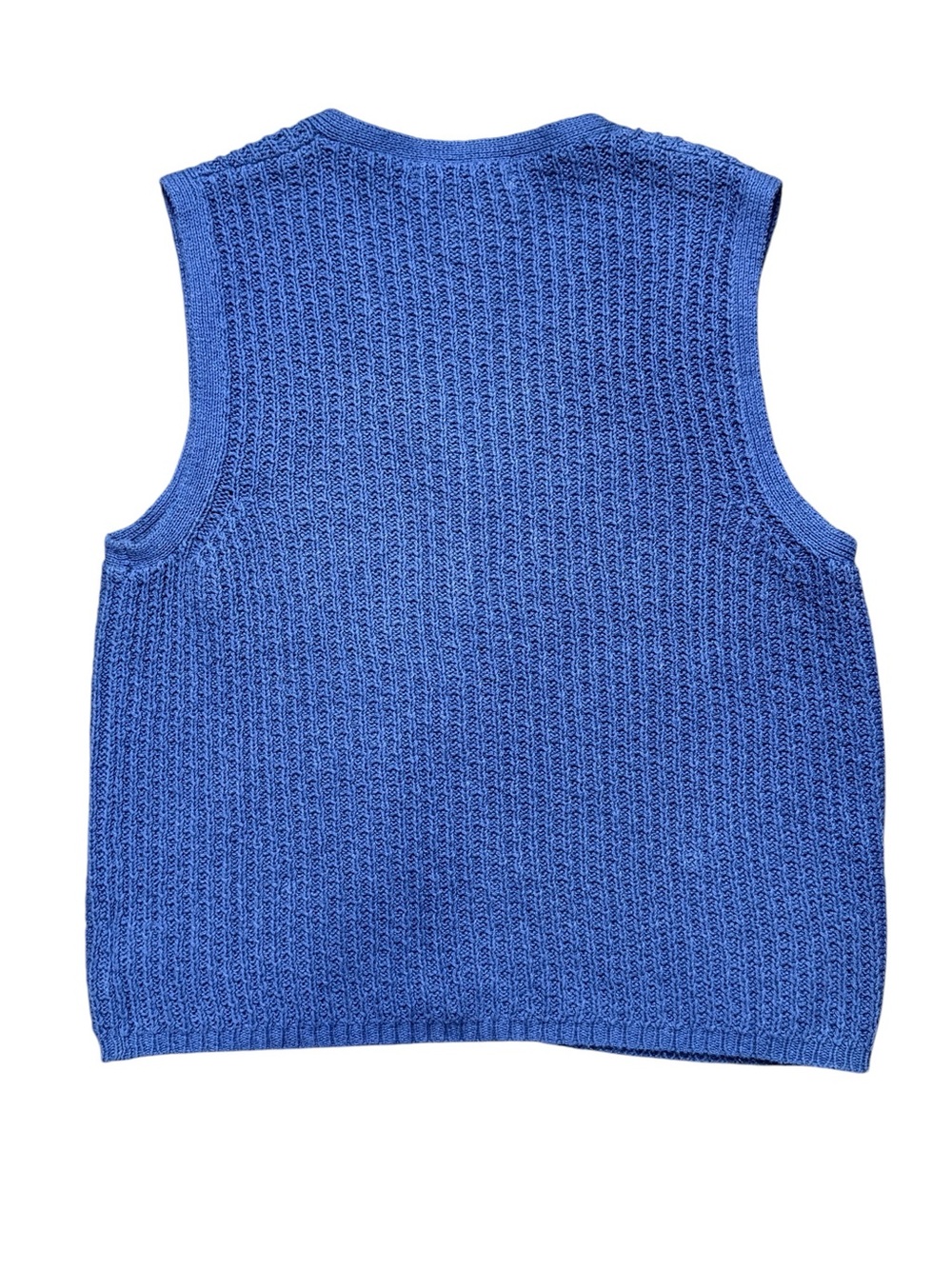 Vintage Eddie Bauer Blue Linen Cotton Knit Button Sweater Vest S - Picture 3 of 10